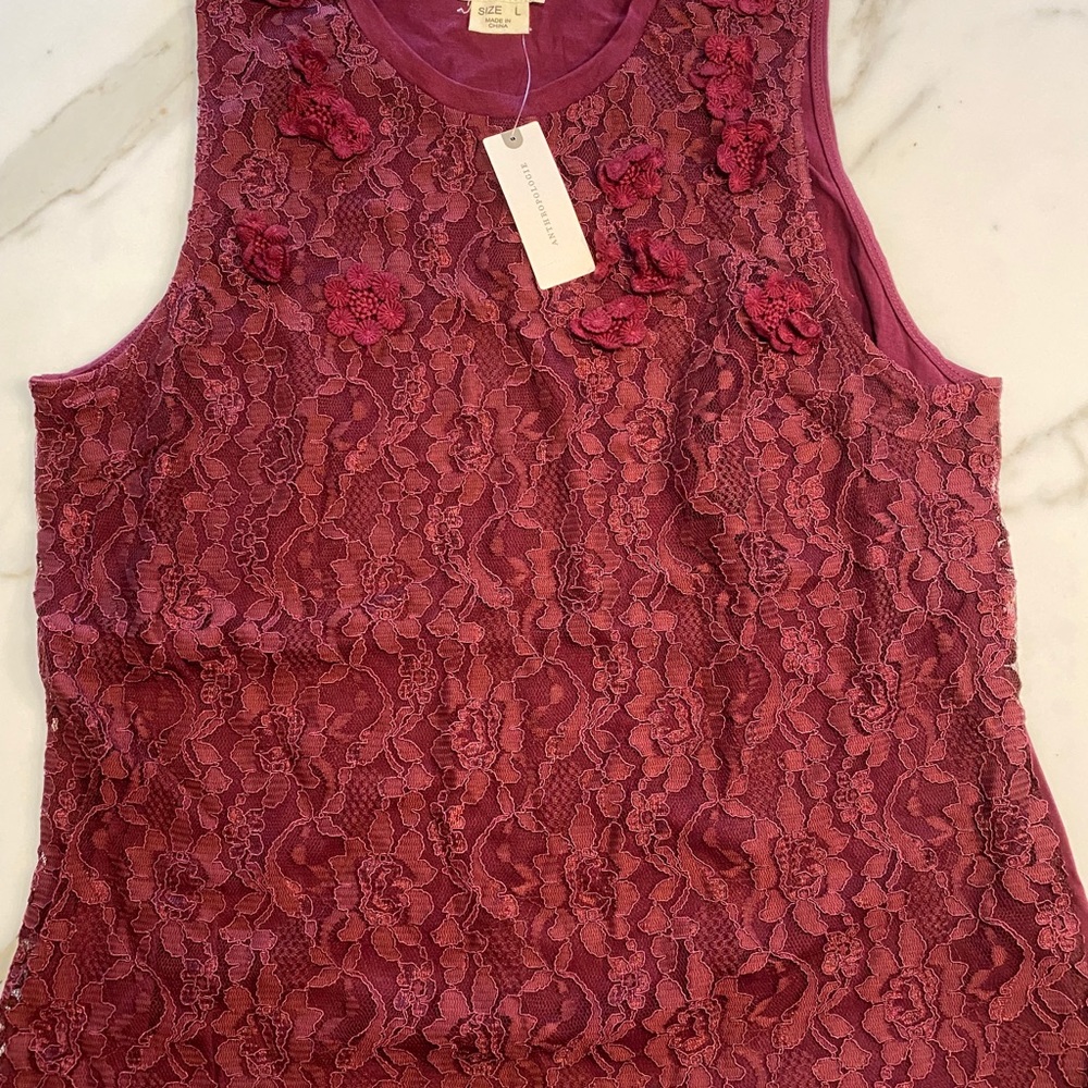 Burgundy Anthropologie Lace Top